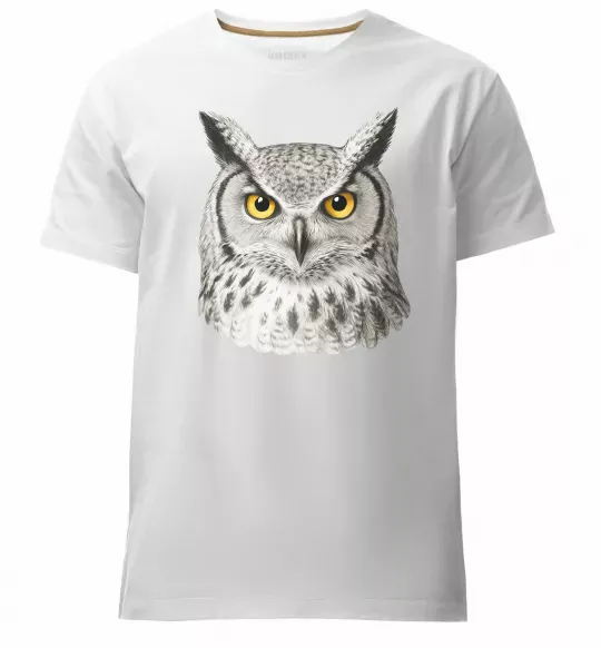 Мужская премиум футболка Сова погляд Белый фото