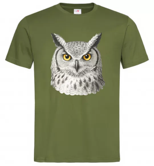 Чоловіча футболка Сова погляд Оливковий фото