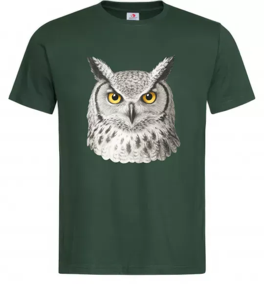 Чоловіча футболка Сова погляд Темно-зелений фото
