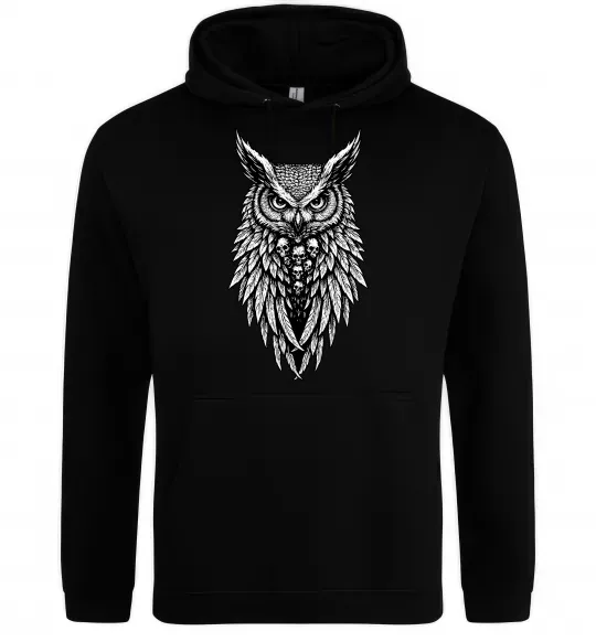 Мужская толстовка (худи) Сова черепи Черный фото