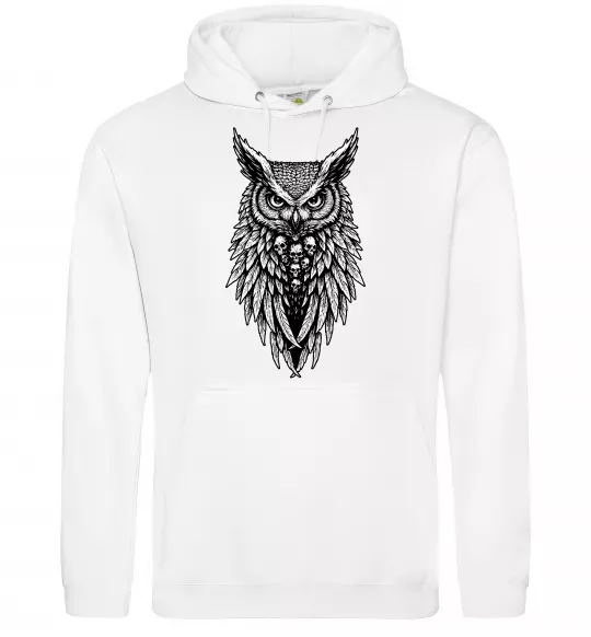 Женская толстовка (худи) Сова черепи Белый фото
