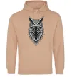 Женская толстовка (худи) Сова черепи Песочный фото