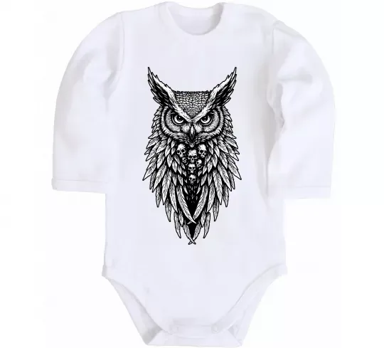 Дитячий бодік Сова черепи Білий фото