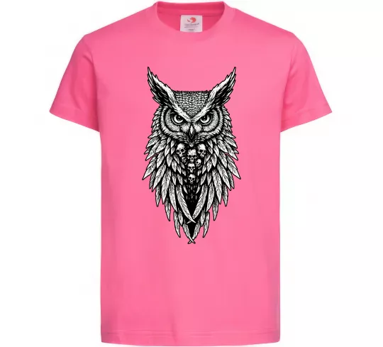 Детская футболка Сова черепи Ярко-розовый фото