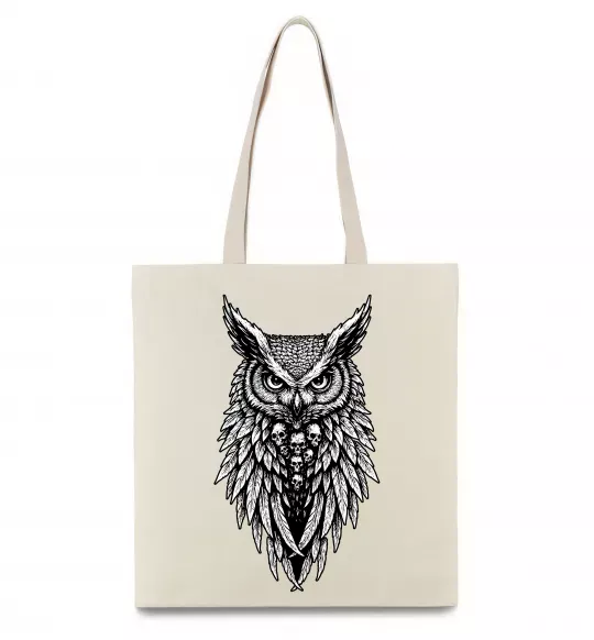 Еко-сумка Сова черепи Бежевий фото
