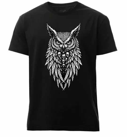 Мужская премиум футболка Сова черепи Черный фото