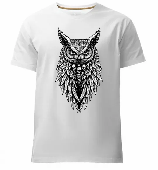 Мужская премиум футболка Сова черепи Белый фото