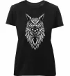 Жіноча преміум футболка Сова черепи Чорний фото