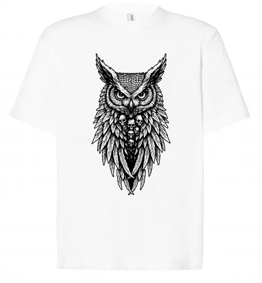 Футболка Оверсайз Сова черепи Белый фото