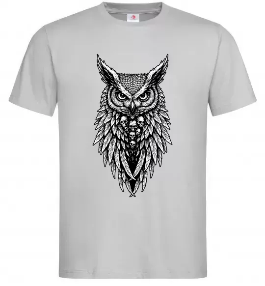 Мужская футболка Сова черепи Серый фото