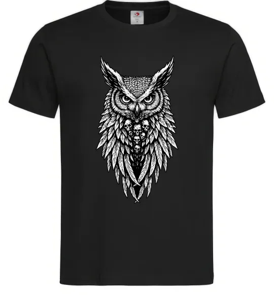 Мужская футболка Сова черепи Черный фото