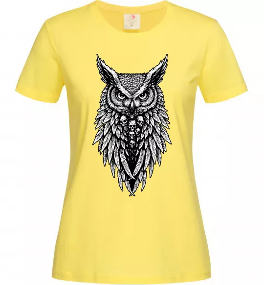 Женская футболка Сова черепи Лимонный фото
