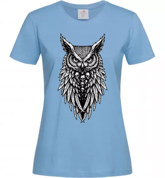 Женская футболка Сова черепи Голубой фото