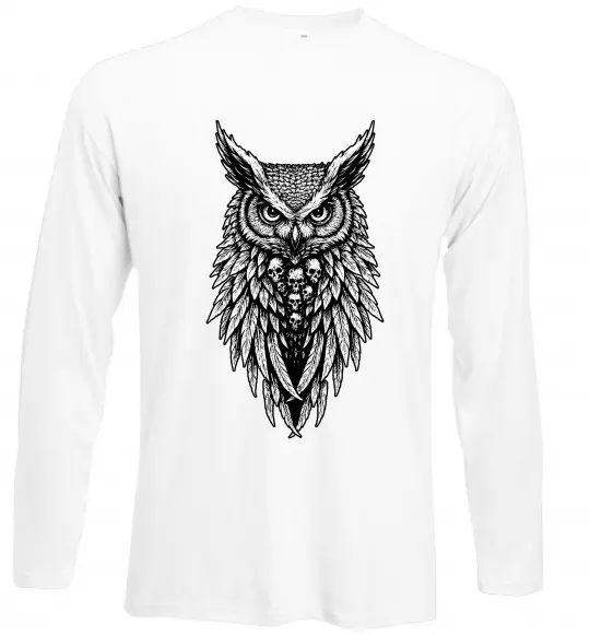 Лонгслів Сова черепи Білий фото