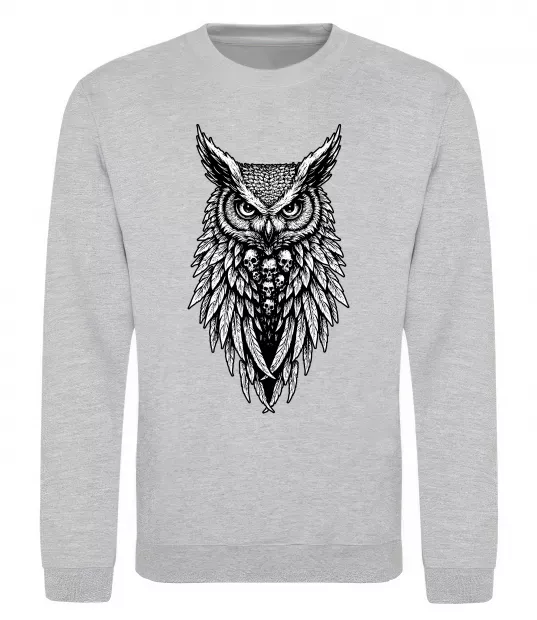 Світшот Сова черепи Сірий меланж фото