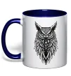 Чашка з кольоровою ручкою Сова черепи Глибокий темно-синій Чашка з кольоровою ручкою Сова черепи Глибокий темно-синій фото
