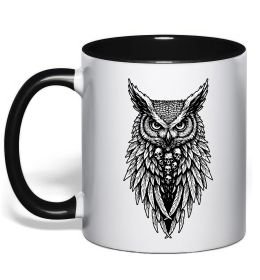 Чашка з кольоровою ручкою Сова черепи