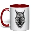 Чашка з кольоровою ручкою Сова черепи Червоний Чашка з кольоровою ручкою Сова черепи Червоний фото