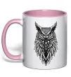 Чашка з кольоровою ручкою Сова черепи Ніжно рожевий Чашка з кольоровою ручкою Сова черепи Ніжно рожевий фото