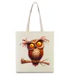 Еко-сумка Кумедна сова на гілці Бежевий фото