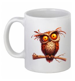 Чашка керамічна Кумедна сова на гілці