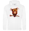 Женская толстовка (худи) Кумедна сова на гілці Белый фото