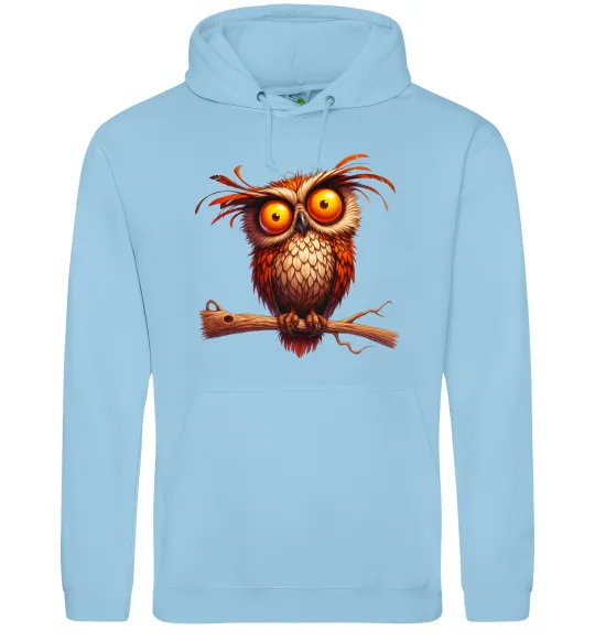 Женская толстовка (худи) Кумедна сова на гілці Голубой фото