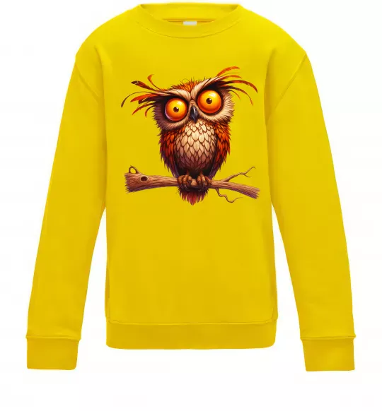 Детский Свитшот Кумедна сова на гілці Солнечно желтый фото