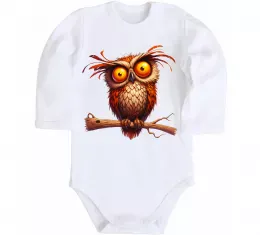 Детский боди Сова на гілці Белый фото