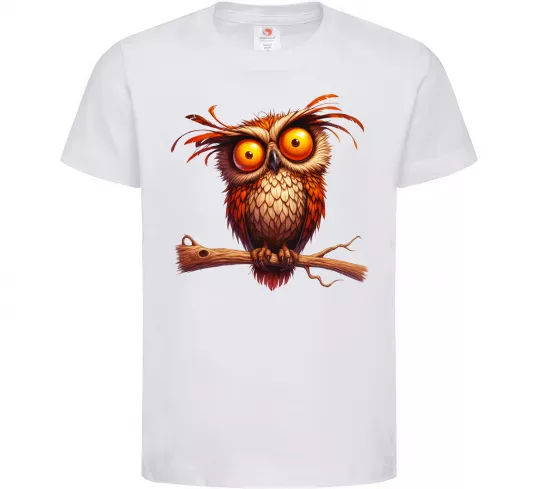 Дитяча футболка Кумедна сова на гілці Білий фото