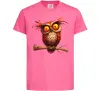 Дитяча футболка Кумедна сова на гілці Яскраво-рожевий фото