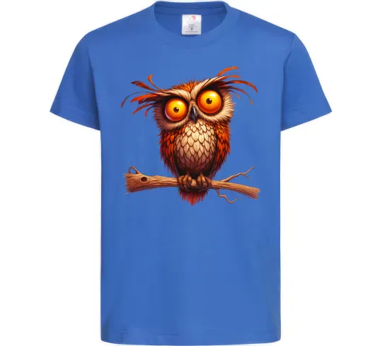 Дитяча футболка Кумедна сова на гілці Яскраво-синій фото