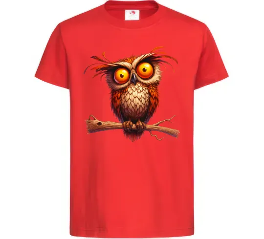 Дитяча футболка Кумедна сова на гілці Червоний фото
