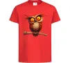 Дитяча футболка Кумедна сова на гілці Червоний фото