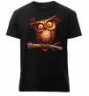 Чоловіча преміум футболка Кумедна сова на гілці Чорний фото