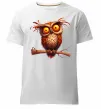 Чоловіча преміум футболка Кумедна сова на гілці Білий фото