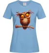 Жіноча футболка Кумедна сова на гілці Блакитний фото
