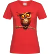 Жіноча футболка Кумедна сова на гілці Червоний фото