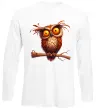 Лонгслив Кумедна сова на гілці Белый фото