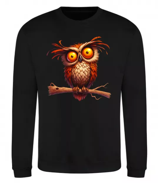 Свитшот Кумедна сова на гілці Черный фото