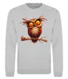 Свитшот Кумедна сова на гілці Серый меланж фото