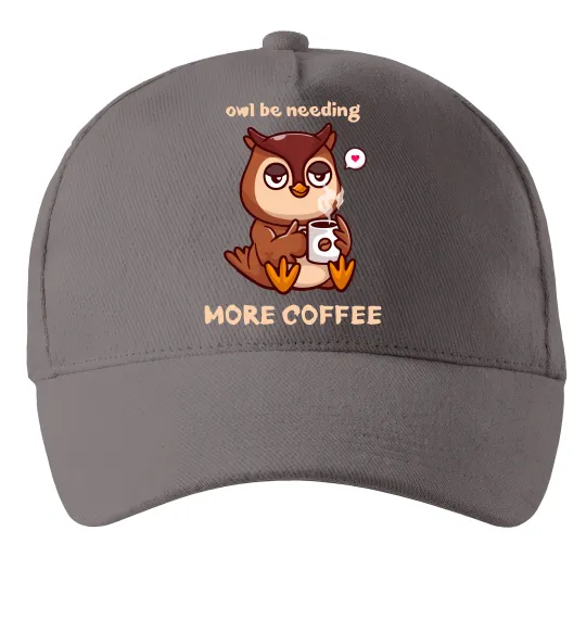 Кепка Owl be needing more coffee Серый фото