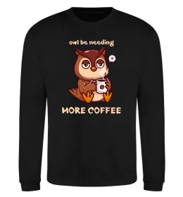 Світшот Owl be needing more coffee Чорний фото