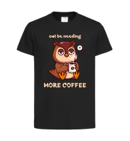 Детская футболка Owl be needing more coffee Черный фото