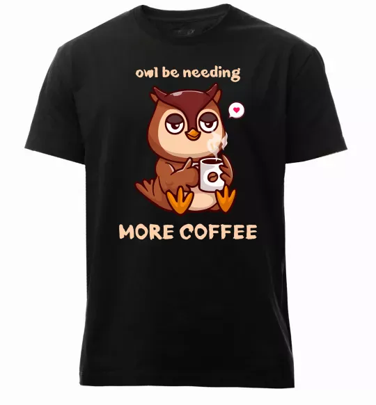 Мужская премиум футболка Owl be needing more coffee Черный фото