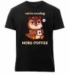 Мужская премиум футболка Owl be needing more coffee Черный фото