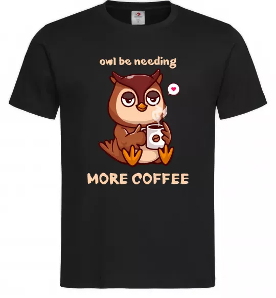 Мужская футболка Owl be needing more coffee Черный фото