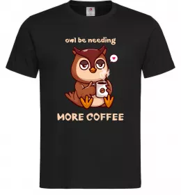 Мужская футболка Owl be needing more coffee Черный фото