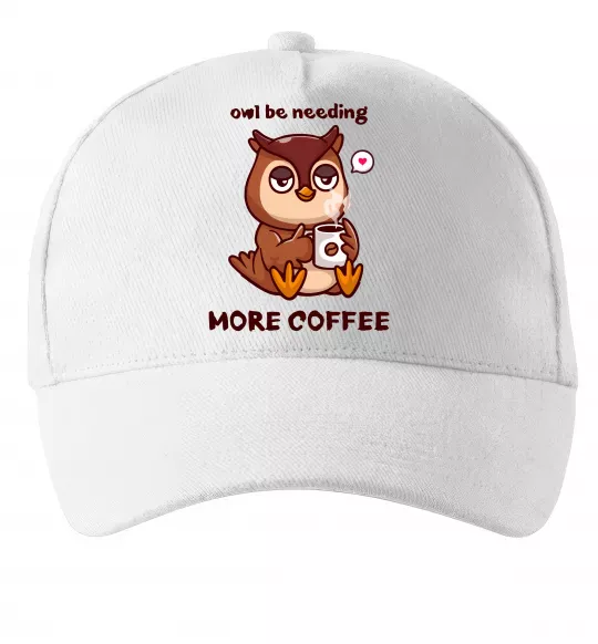 Кепка Owl be needing more coffee Білий фото