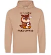 Мужская толстовка (худи) Owl be needing more coffee Песочный фото